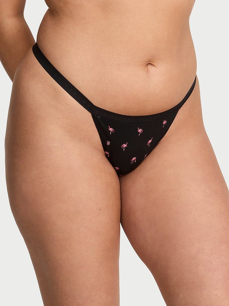 Stringi bawełniane Stretch Cotton. Produkt jest wzorzysty i pochodzi z kolekcji Victoria's Secret. 