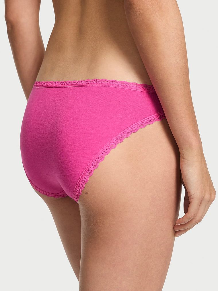 Majtki bawełniane z koronką Lace-Trim Bikini. Produkt ma kolor różowy i pochodzi z kolekcji Lacie. 