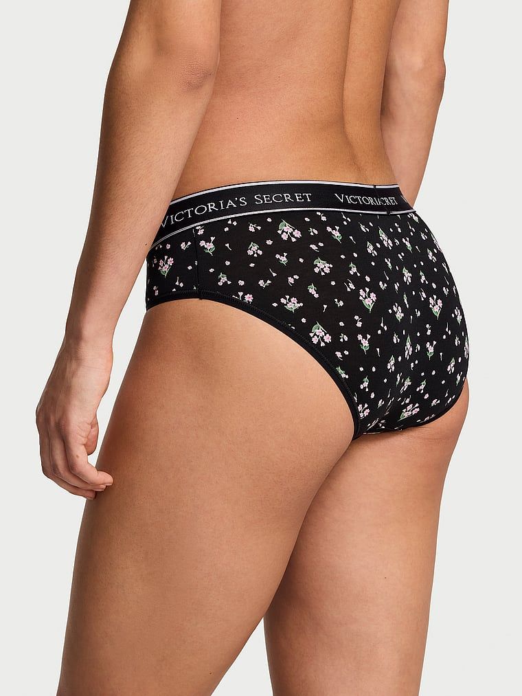 Majtki bawełniane z logo w talii Hiphugger. Produkt ma wzór kwiatowy i pochodzi z kolekcji Cotton. 