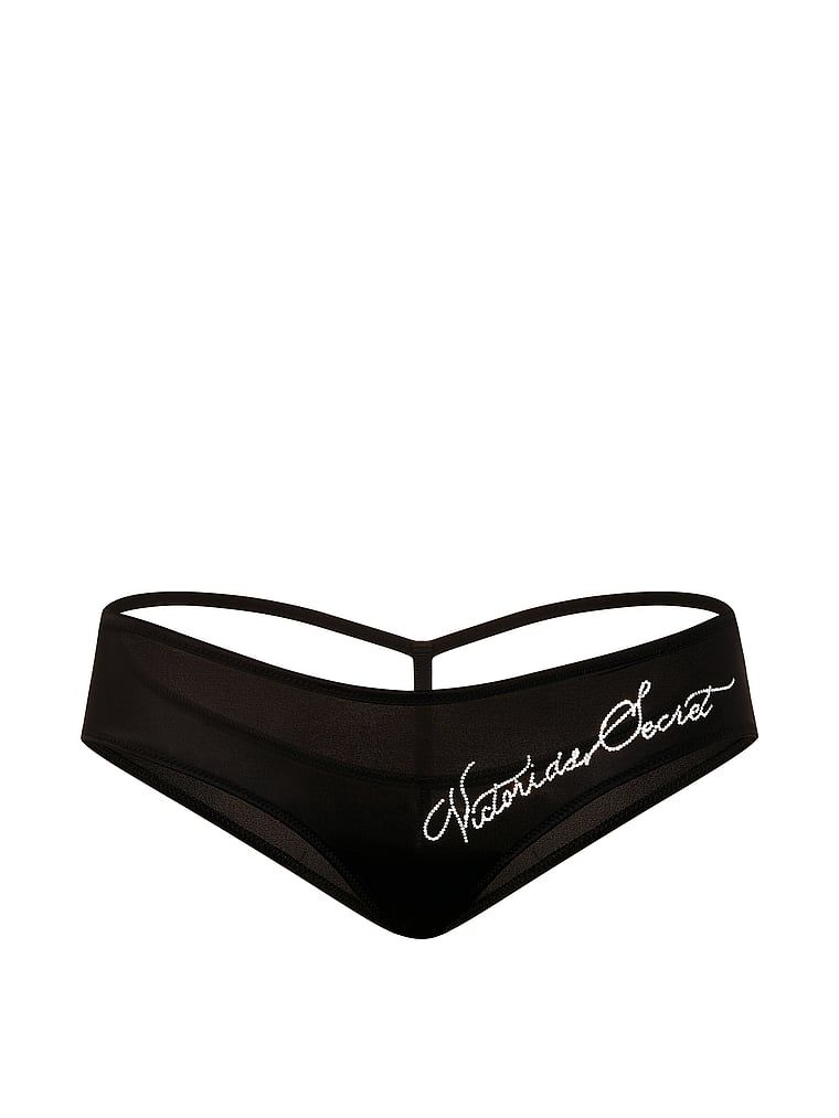 Majtki z wyjątkowym tyłem i napisem Shine Script Cheeky. Produkt ma kolor czarny i pochodzi z kolekcji Very Sexy. 