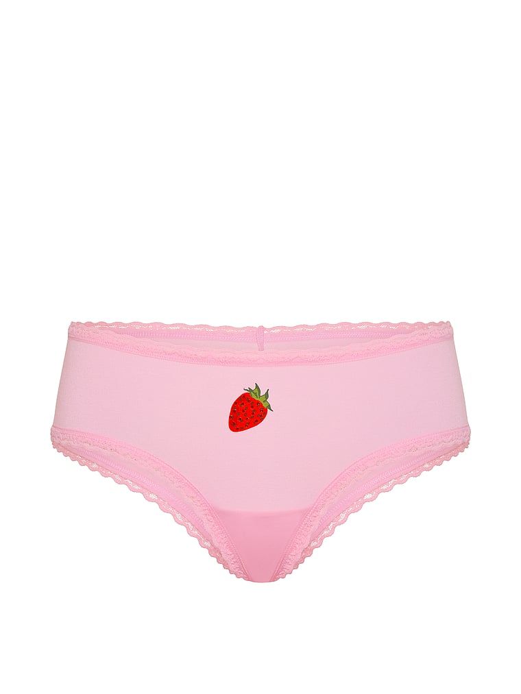 Majtki bawełniane z koronką na krawędziach Lace-Waist Cheeky. Produkt ma kolor różowy i pochodzi z kolekcji Lace Trim. 