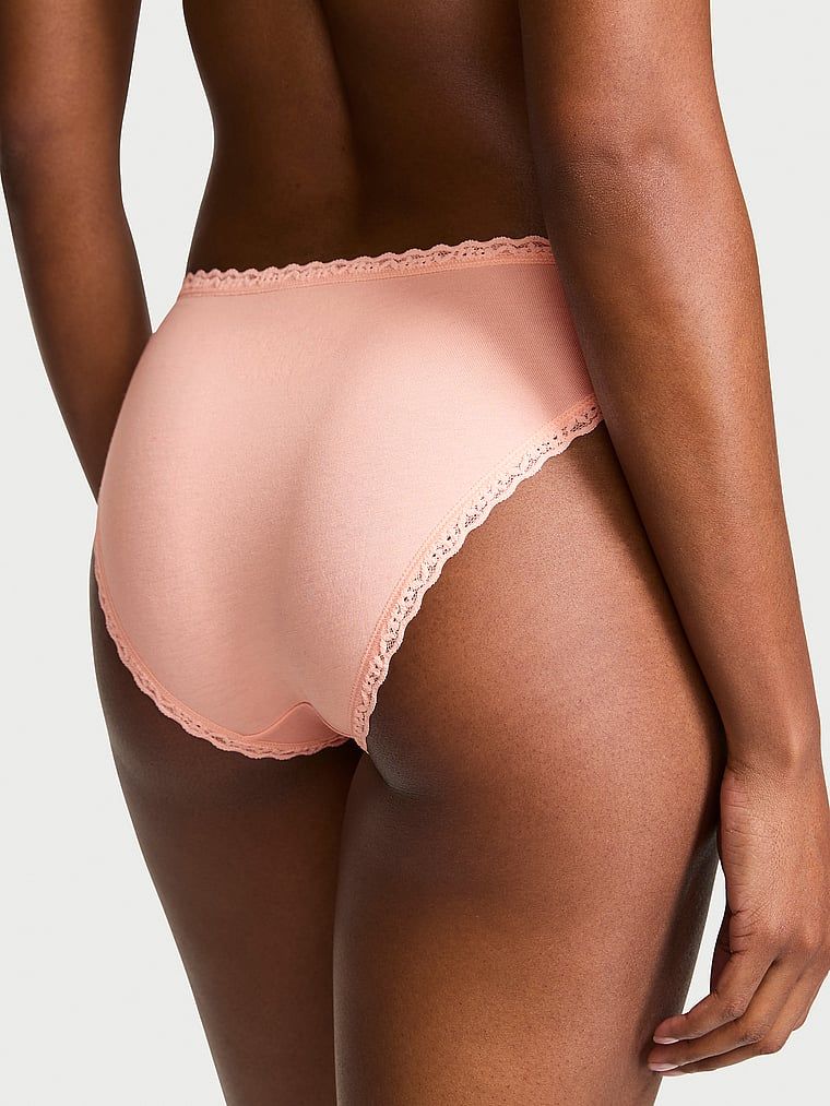 Majtki bawełniane z koronką Lace-Trim Bikini. Produkt ma kolor różowy i pochodzi z kolekcji Lace Trim. 