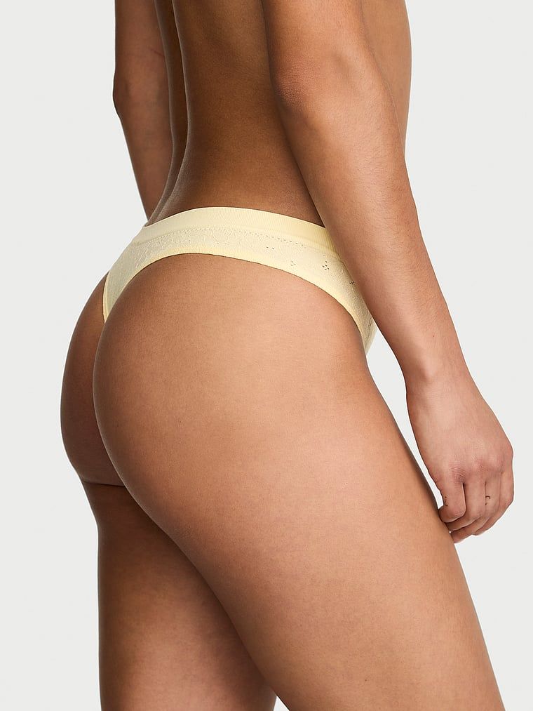 Stringi Floral Rib. Produkt ma kolor żółty i pochodzi z kolekcji Seamless. 