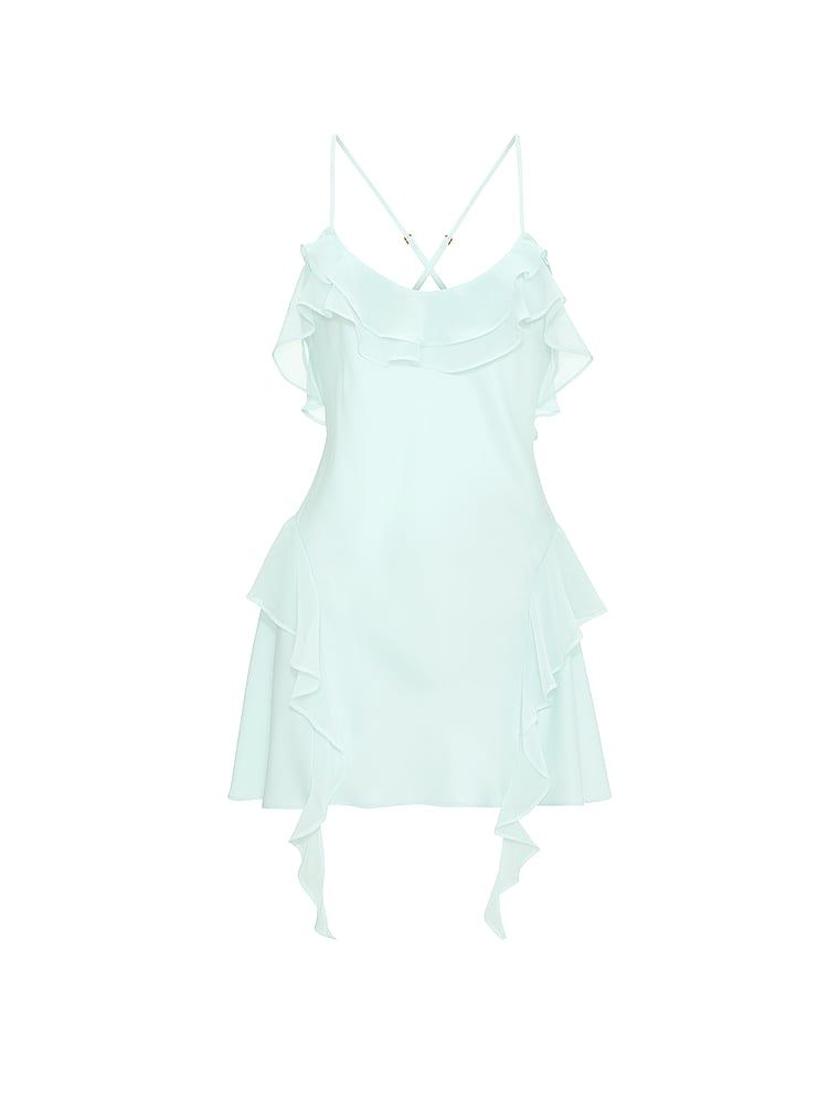 Koszulka nocna z szyfonu Chiffon Ruffled. Produkt ma kolor niebieski i pochodzi z kolekcji Dream Angels. 