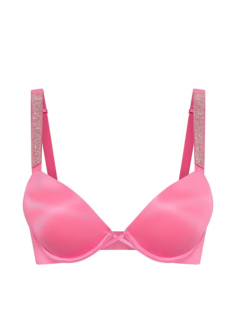 Biustonosz push-up powiększający o 2 rozmiary Bombshell Shine Strap. Produkt ma kolor różowy i pochodzi z kolekcji Very Sexy. 