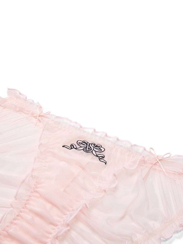 Majtki z falbankami Ruffled Mesh Bows Bikini. Produkt ma kolor różowy i pochodzi z kolekcji Dream Angels. 