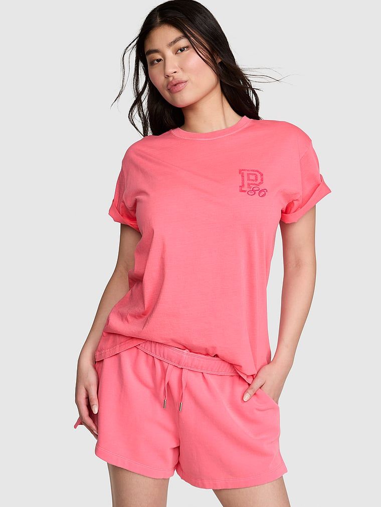 PINK T-shirt bawełniany Campus Cotton