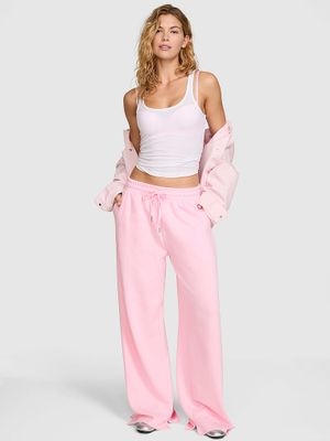 PINK Spodnie dresowe Campus Fleece z szerokimi nogawkami i rozcięciami