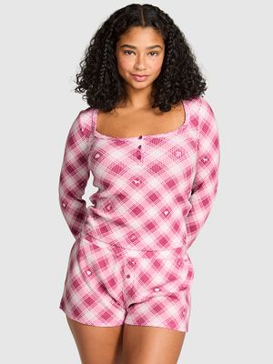 PINK Top piżamowy termiczny Henley