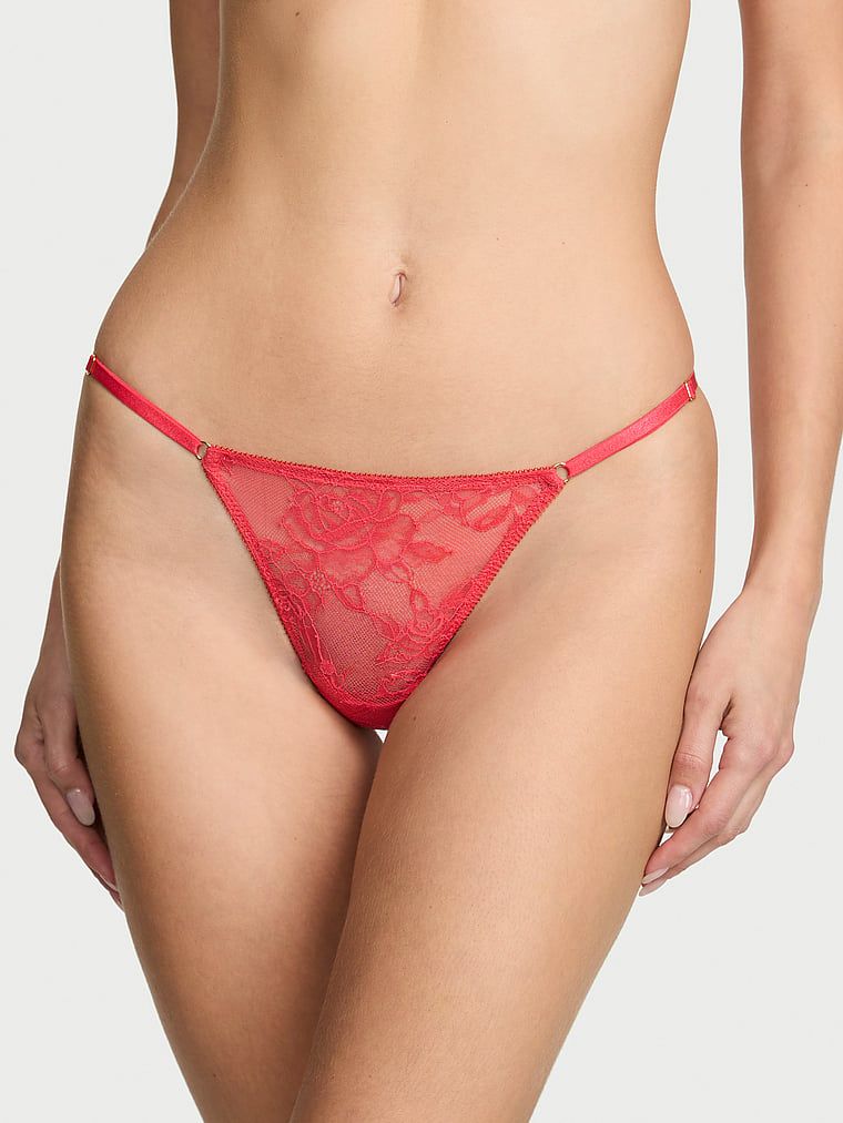 Very Sexy Stringi koronkowe z regulowanymi paskami Hardware
