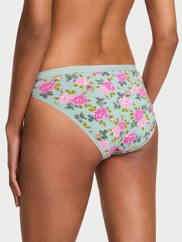 Majtki bawełniane Bikini. Produkt ma wzór kwiatowy i pochodzi z kolekcji Victoria's Secret. 