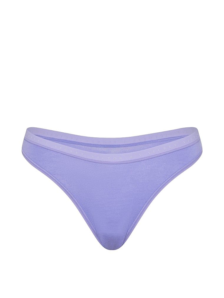 Stringi bawełniane High-Leg Scoop. Produkt ma kolor niebieski i pochodzi z kolekcji Victoria's Secret. 