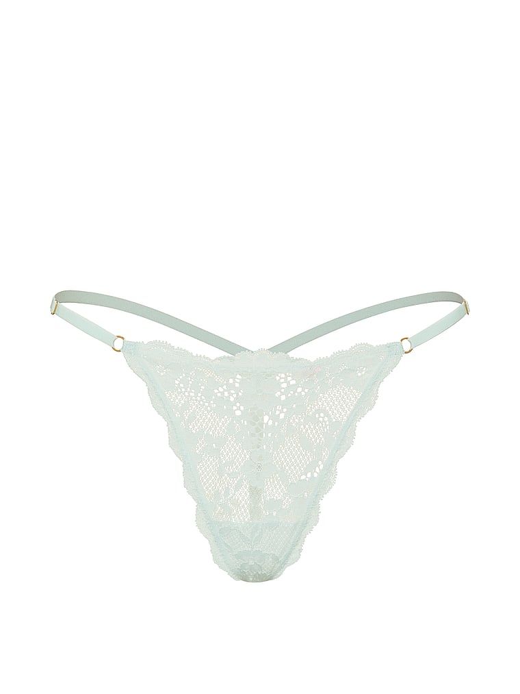 Stringi koronkowe z regulowanymi paskami Lace V-String. Produkt ma kolor niebieski i pochodzi z kolekcji Dream Angels. 