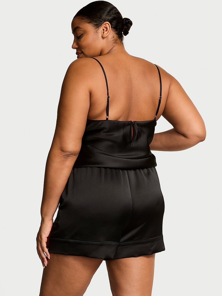 Victoria's Secret Zestaw satynowy do spania - top na ramiączkach i szorty
