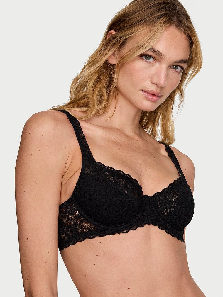 Biustonosz nieusztywniany balkonetka koronkowy. Produkt ma kolor czarny i pochodzi z kolekcji Victoria's Secret. 