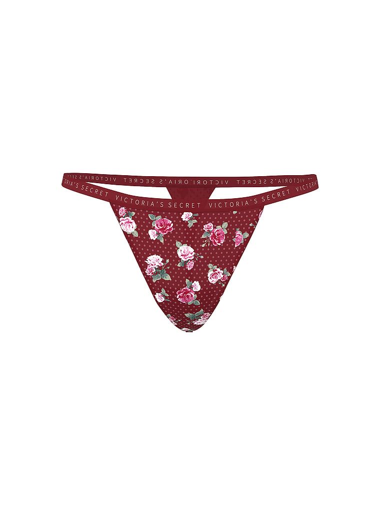 Stringi bawełniane Stretch Cotton. Produkt ma kolor kwiatowy i pochodzi z kolekcji Victoria's Secret. 
