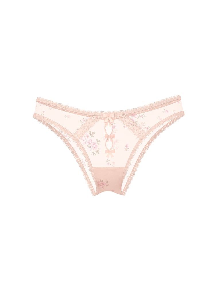 Majtki brazyliany Sheer Lace-Trim. Produkt ma wzór kwiatowy i pochodzi z kolekcji Dream Angels. 