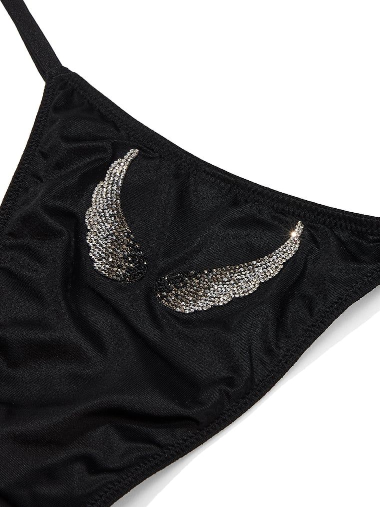 Majtki brazyliany ze skrzydełkami Angel Shine. Produkt ma kolor czarny i pochodzi z kolekcji Very Sexy. 