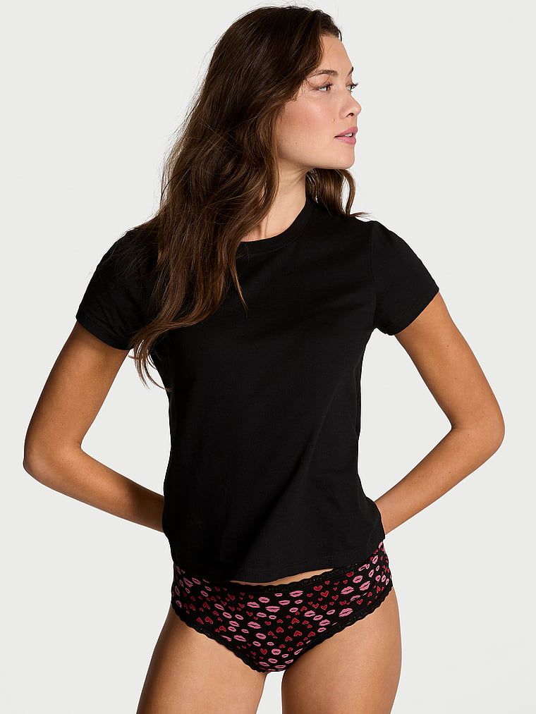 T-shirt bawełniany do spania Mix & Match. Produkt ma kolor czarny i pochodzi z kolekcji Victoria's Secret. 