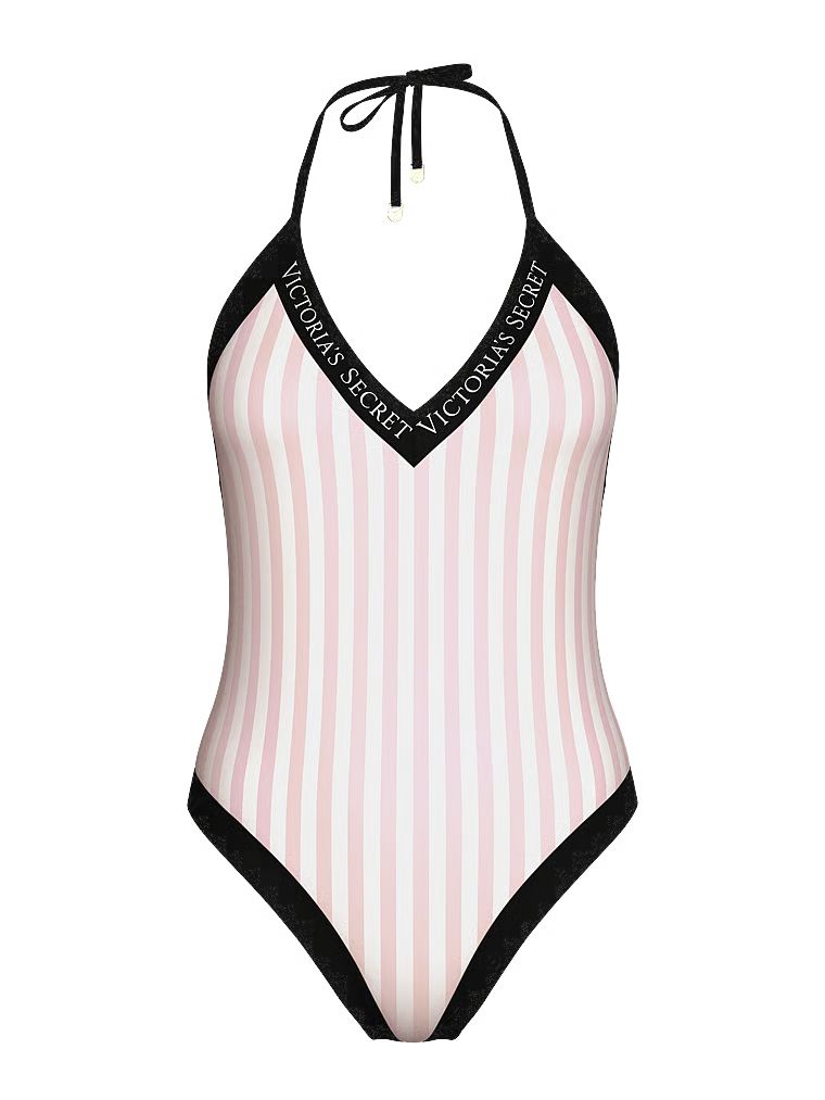 Strój kąpielowy jednoczęściowy Iconic Logo. Produkt jest wzorzysty i pochodzi z kolekcji Victoria's Secret Swim. 