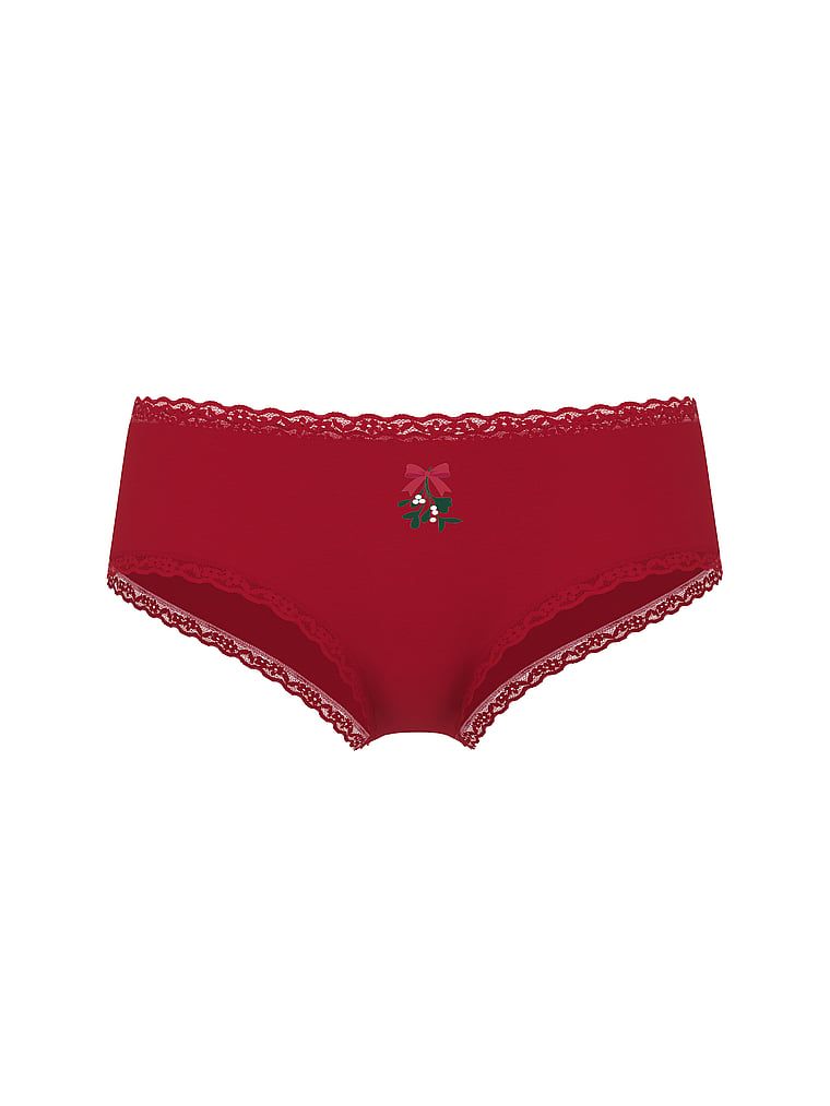 Majtki bawełniane z koronką na krawędziach Lace-Waist Cheeky. Produkt ma kolor czerwony i pochodzi z kolekcji Lace Trim. 