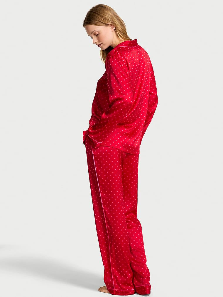 Piżama satynowa błyszcząca z długimi rękawami Glazed Satin. Produkt jest wzorzysty i pochodzi z kolekcji Victoria's Secret. 