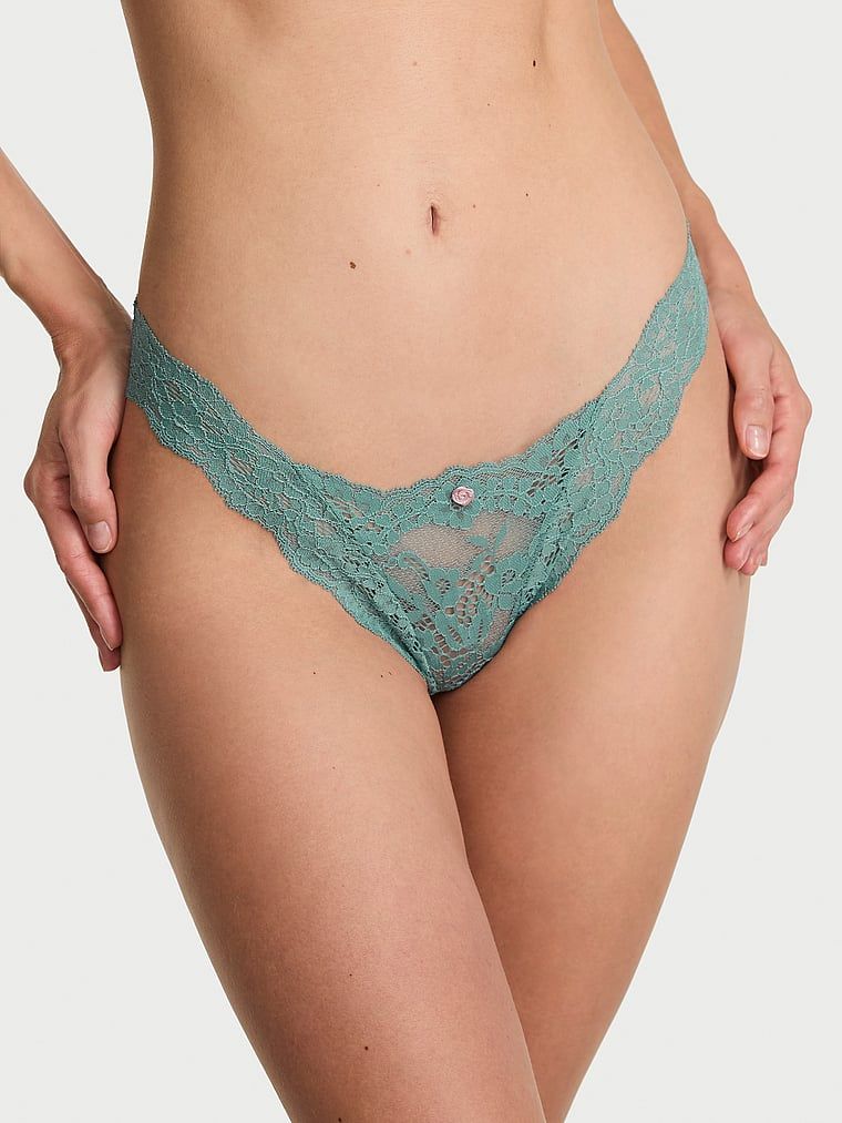Majtki brazyliany koronkowe Brazilian. Produkt ma kolor zielony i pochodzi z kolekcji Dream Angels. 