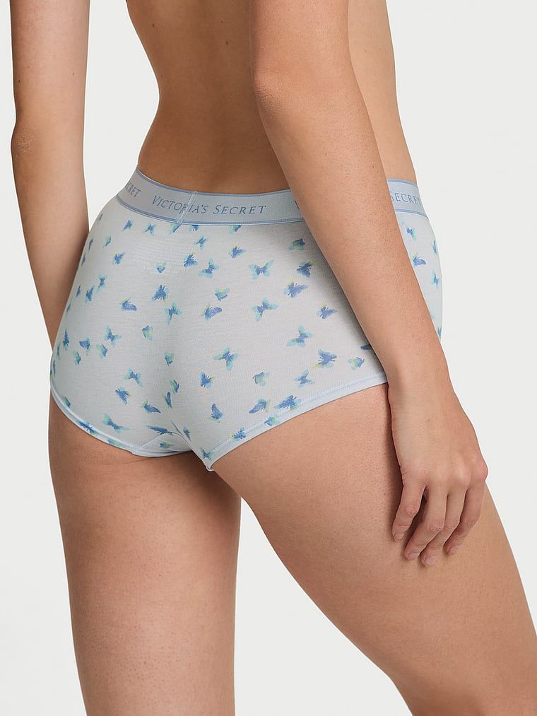 Majtki szorty bawełniane z logo w talii Boyshort. Produkt jest wzorzysty i pochodzi z kolekcji Cotton. 
