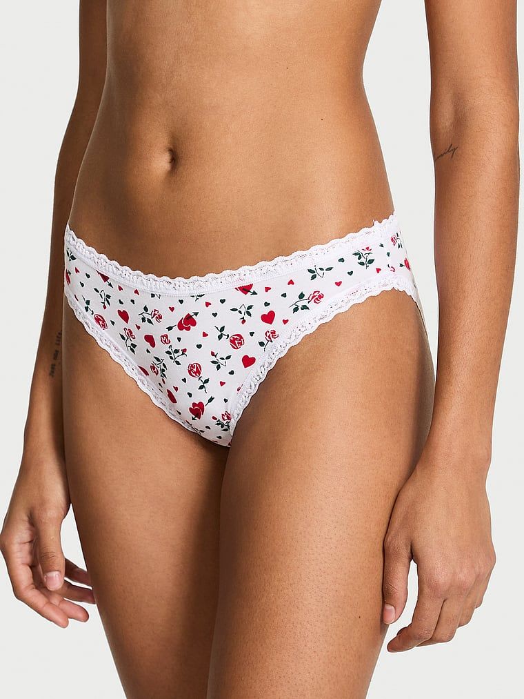 Majtki bawełniane z koronką Lace-Trim Bikini. Produkt jest wzorzysty i pochodzi z kolekcji Lace Trim. 