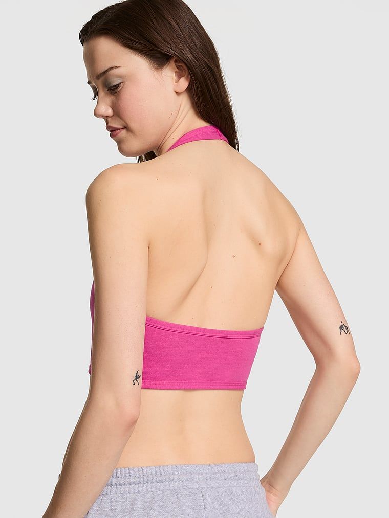 Bawełniany sportowy biustonosz halter