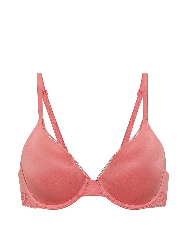 Biustonosz lekko usztywniany z mocno zabudowanymi miseczkami ze wstawkami z koronki. Produkt ma kolor różowy i pochodzi z kolekcji Body by Victoria. 
