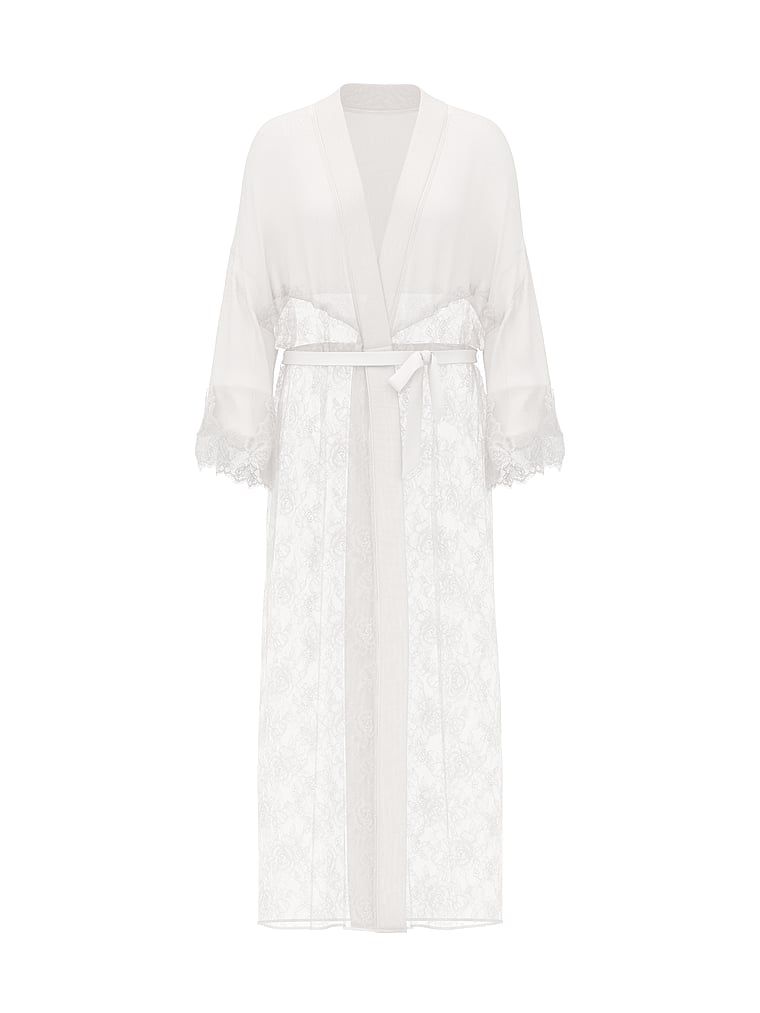 Victoria's Secret Szlafrok długi maxi z koronką Sheer Rose