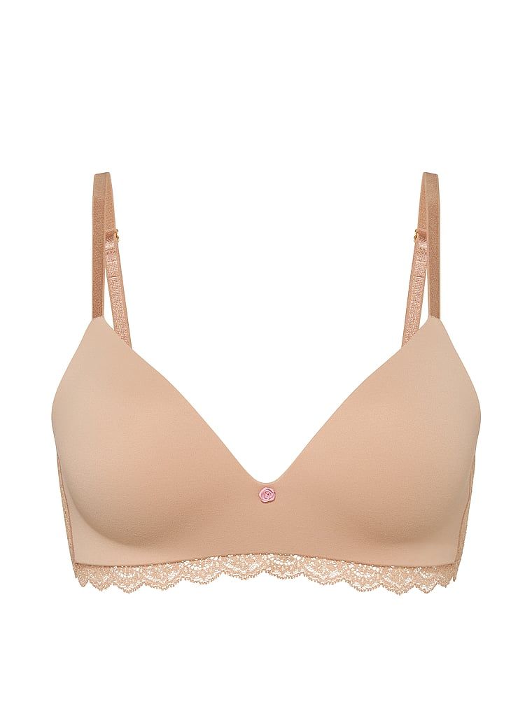 Biustonosz push-up bez fiszbin Smooth and Lace. Produkt ma kolor beżowy i pochodzi z kolekcji Dream Angels. 