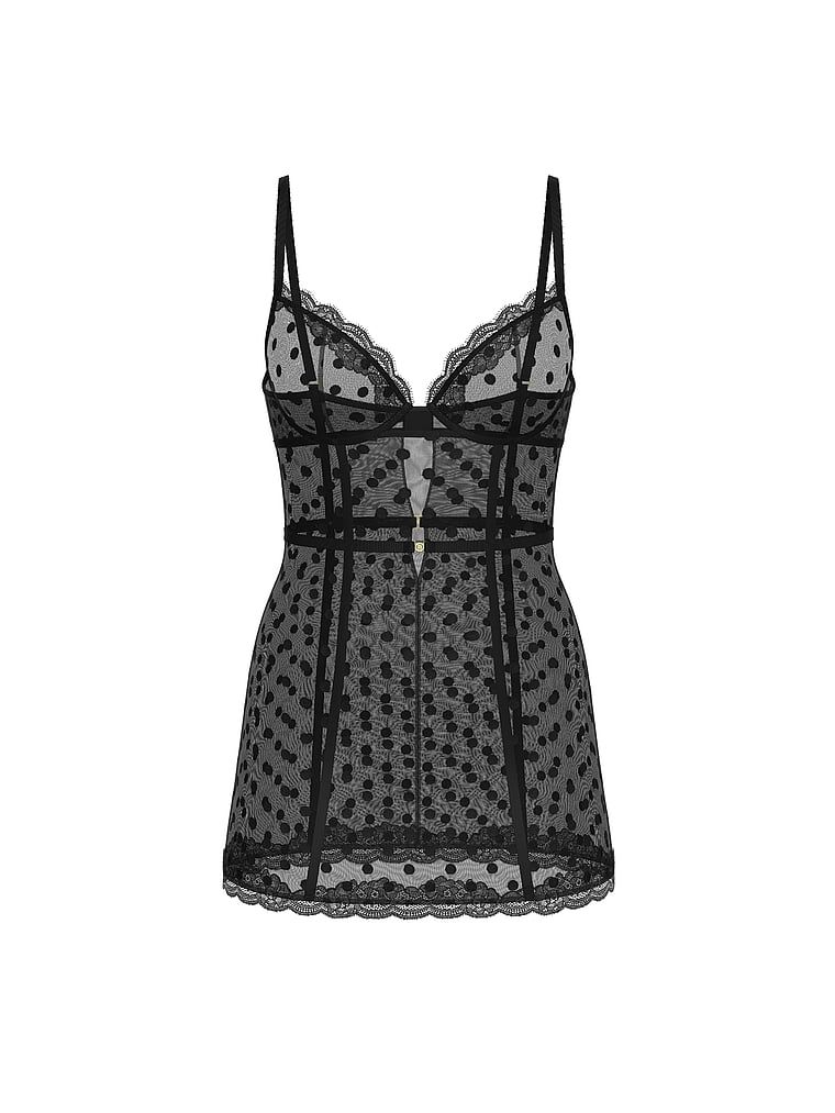 Koszulka nocna z siateczki Tease Sheer Dot. Produkt jest wzorzysty i pochodzi z kolekcji Victoria's Secret. 