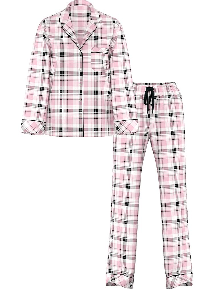 Flanelowa piżama z długimi spodniami. Produkt jest wzorzysty i pochodzi z kolekcji Victoria's Secret. 