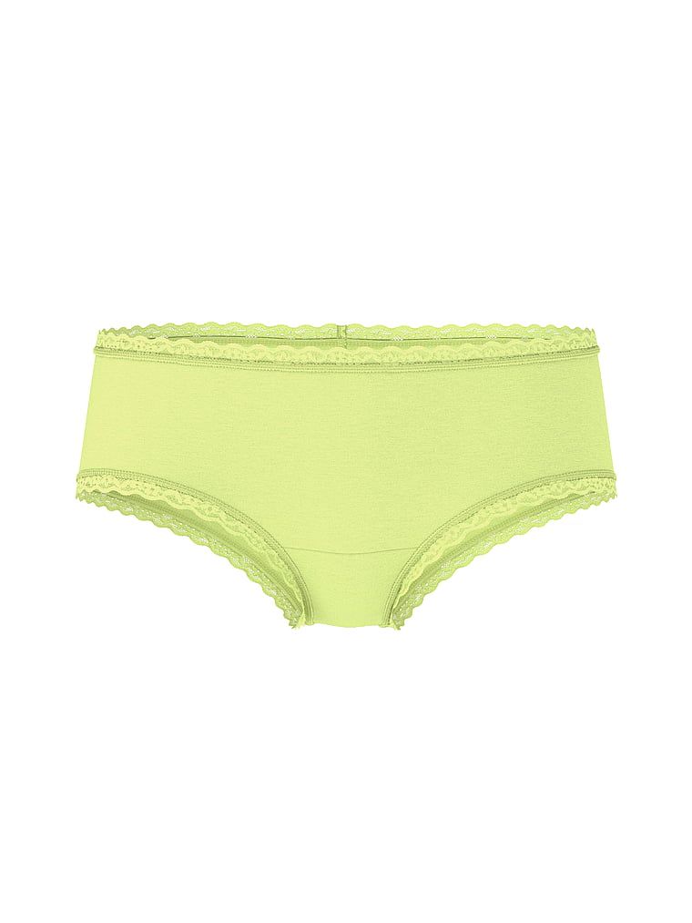 Majtki bawełniane z koronką na krawędziach Lace-Waist Cheeky. Produkt ma kolor zielony i pochodzi z kolekcji Lacie. 