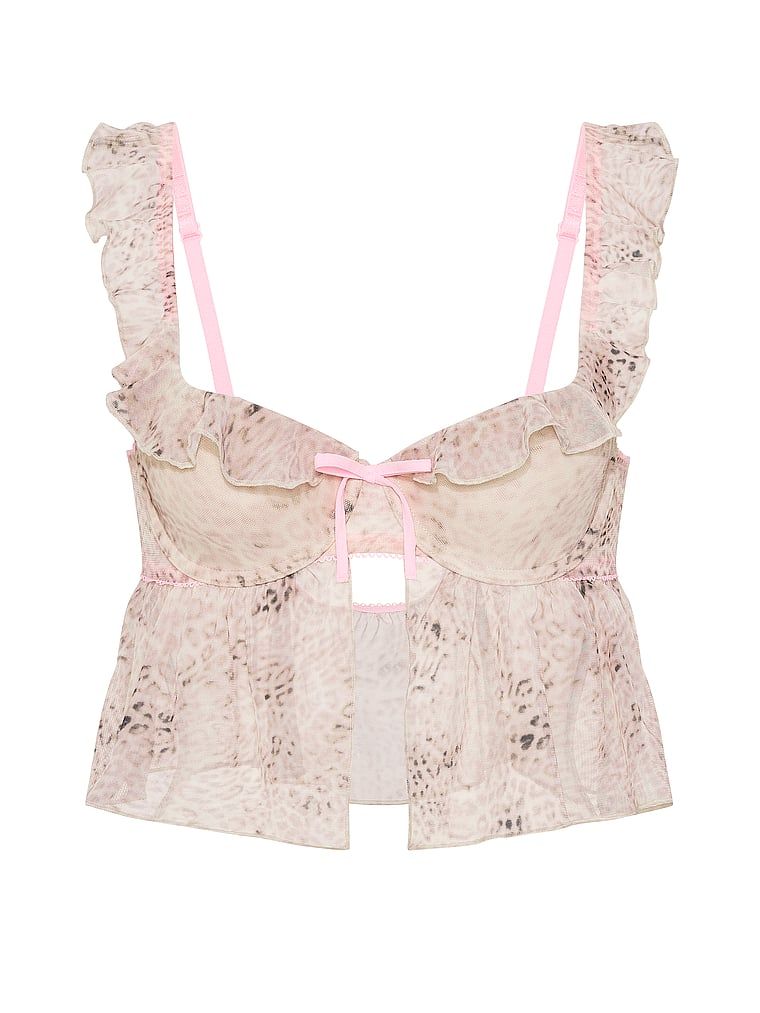 Top biustonoszowy babydoll lekko usztywniany GRWPINK