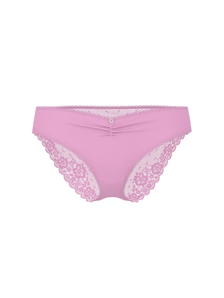 Majtki bawełniane z siateczką z tyłu Heart Lace Hiphugger. Produkt ma kolor fioletowy i pochodzi z kolekcji Victoria's Secret. 