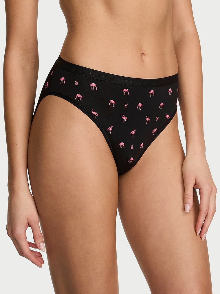 Victoria's Secret Majtki bawełniane figi z wysoko wyciętymi nogawkami High-Leg Brief