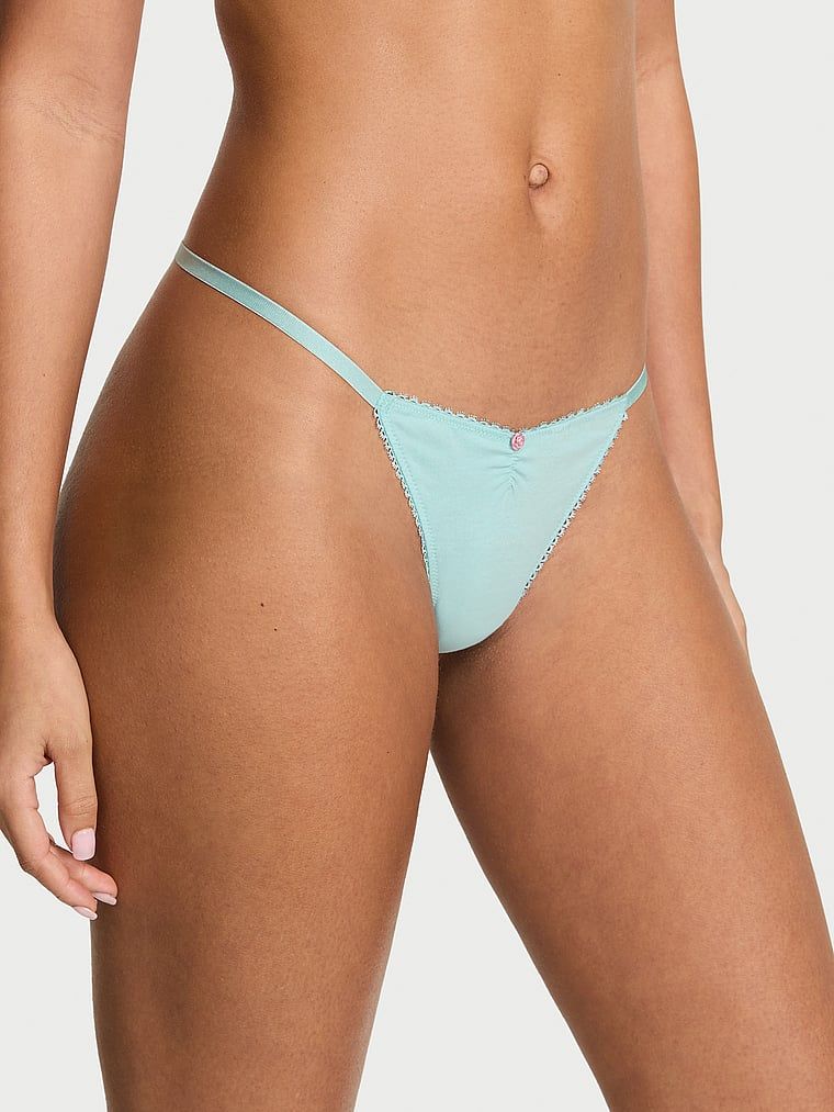 Victoria's Secret Stringi bawełniane z koronką z tyłu Heart Lace