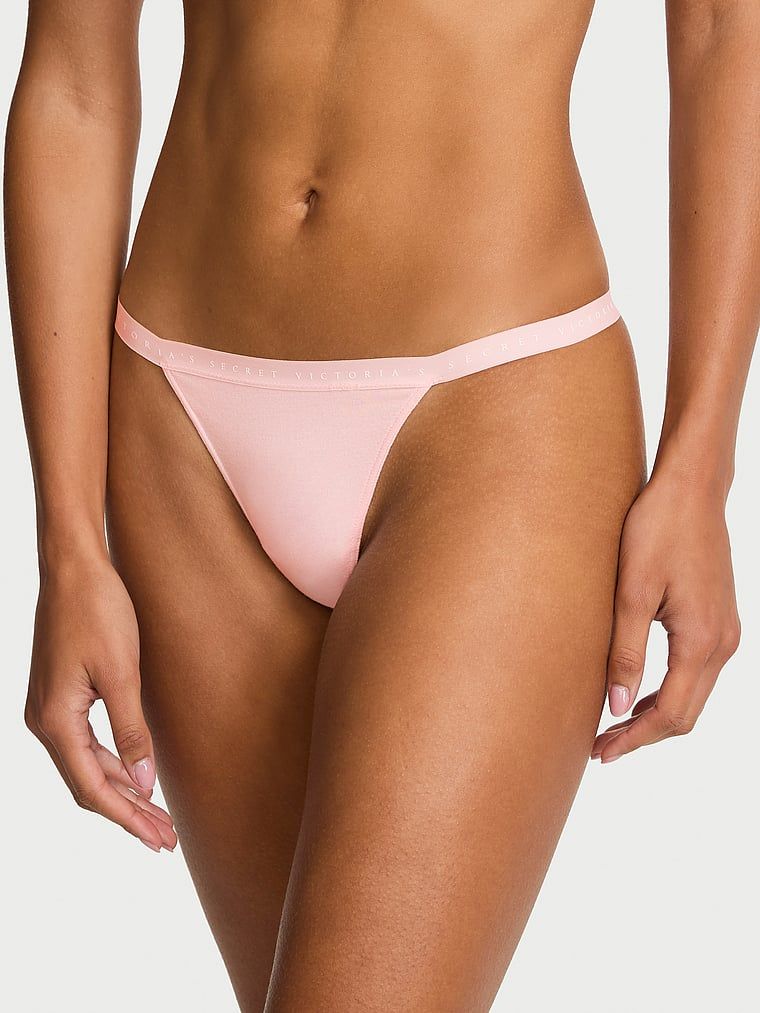 Stringi bawełniane Stretch Cotton. Produkt ma kolor różowy i pochodzi z kolekcji Victoria's Secret. 