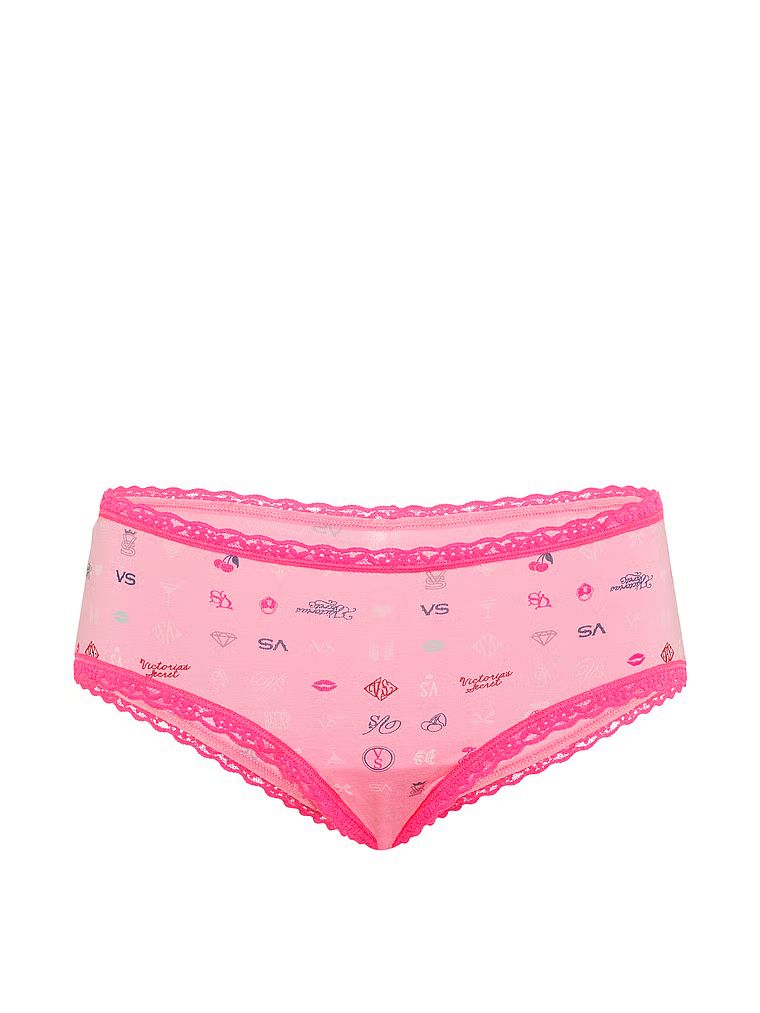 Majtki bawełniane z koronką na krawędziach Lace-Waist Cheeky. Produkt ma kolor wzorzysty i pochodzi z kolekcji Lace Trim. 