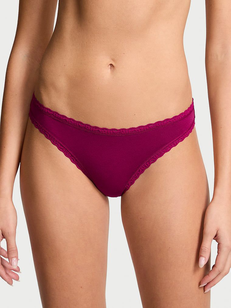Majtki bawełniane z koronką Lace-Trim Bikini. Produkt ma kolor różowy i pochodzi z kolekcji Lacie. 