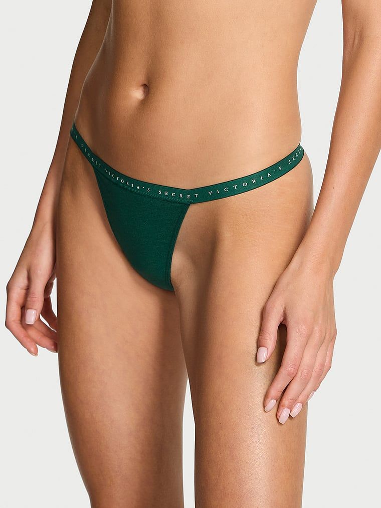 Stringi bawełniane Stretch Cotton. Produkt ma kolor zielony i pochodzi z kolekcji Victoria's Secret. 