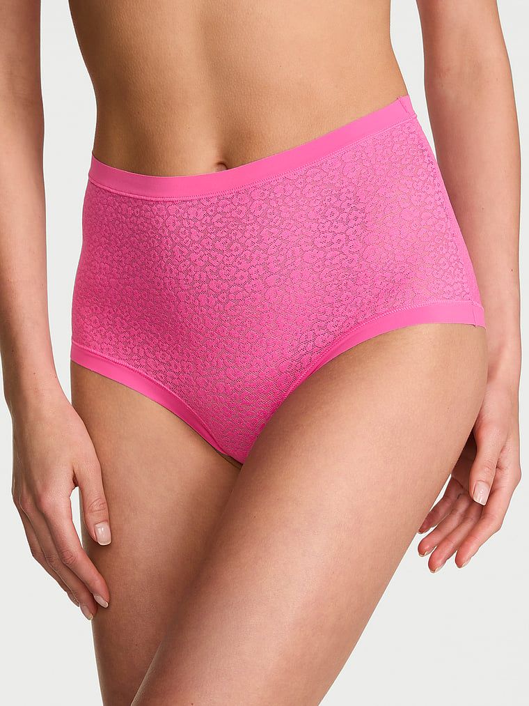 No-Show Majtki z wysokim stanem z koronki w panterkę No-Show Leopard Brief