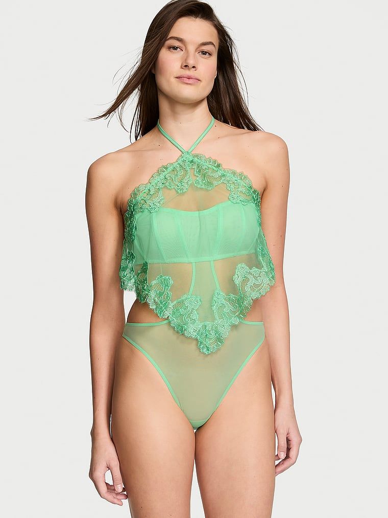 Very Sexy Body z wiązaniem na szyi Sheer Boho Floral
