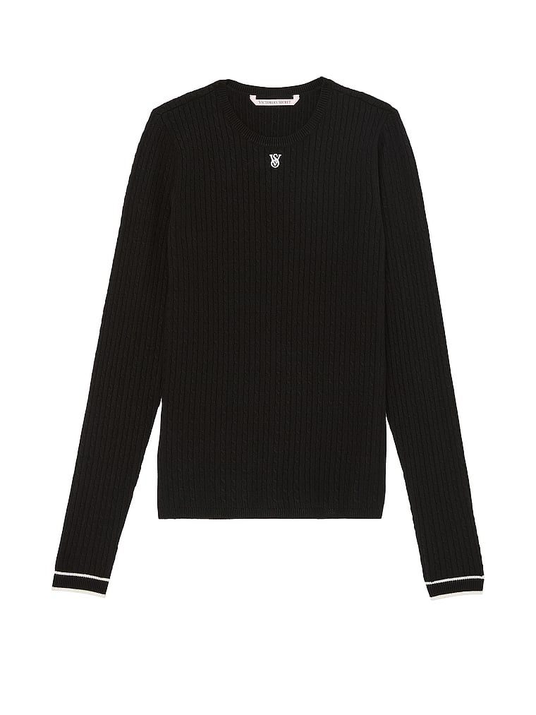 Sweter z dzianiny Luxe Cable-Knit. Produkt ma kolor czarny i pochodzi z kolekcji Victoria's Secret. 