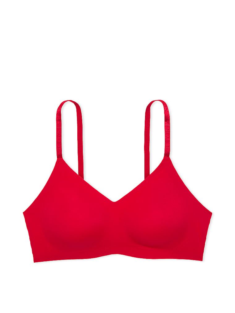 Na zdjęciu na białym tle widoczny jest biustonosz lekko usztywniany braletka bez fiszbin Comfort. Produkt ma kolor czerwony i pochodzi z kolekcji Body by Victoria.
