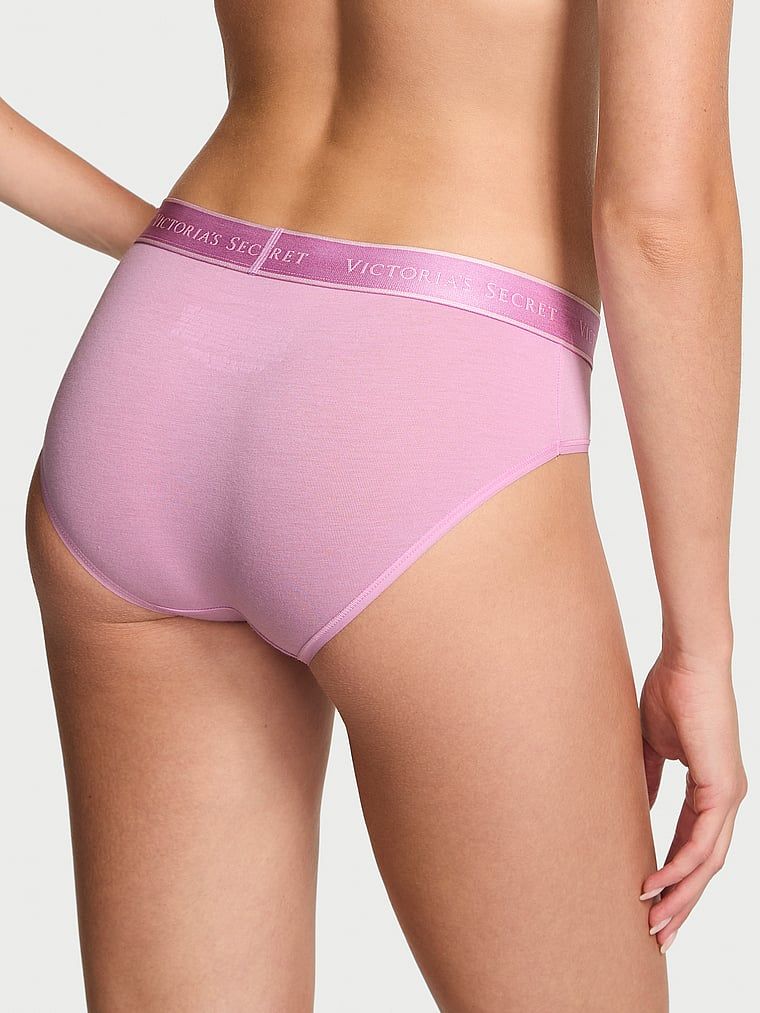 Majtki bawełniane z logo w talii Hiphugger. Produkt ma kolor purpurowy i pochodzi z kolekcji Cotton. 