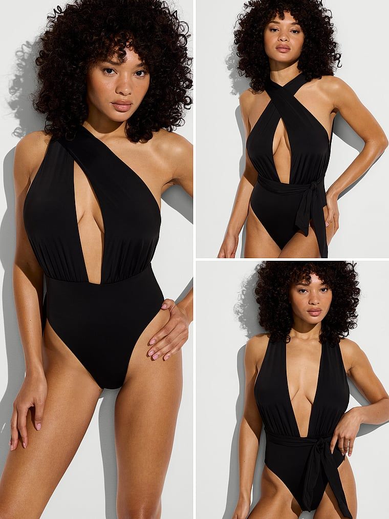 Strój kąpielowy jednoczęściowy Essential Multiway. Produkt ma kolor niebieski i pochodzi z kolekcji Victoria's Secret Swim. 